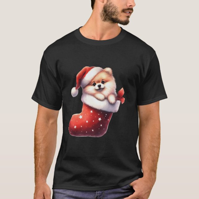 Camiseta Pomerania En Navidades De Ganadería Santa Hat Xmas (Anverso)