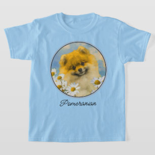 Camiseta Pomerania en pintura de Daisies - Arte de perro or