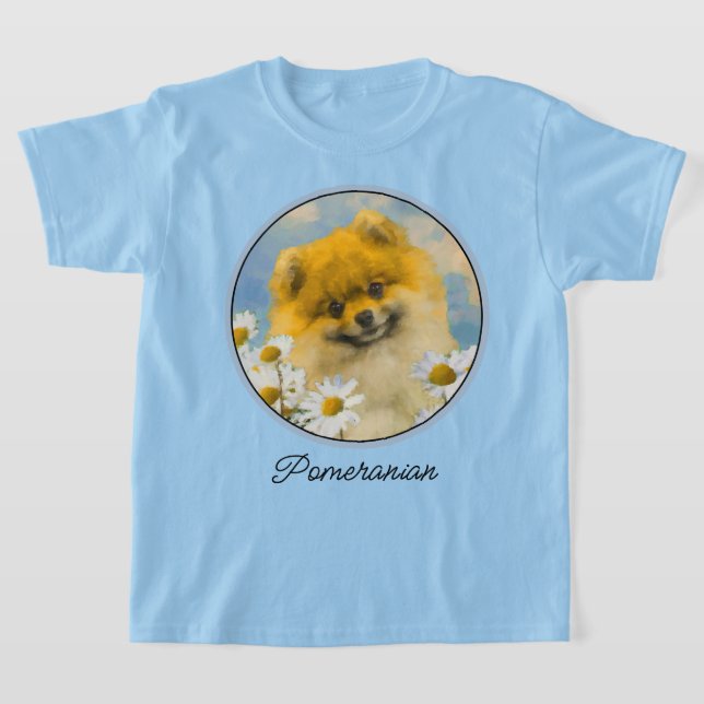 Camiseta Pomerania en pintura de Daisies - Arte de perro or (Distribución)