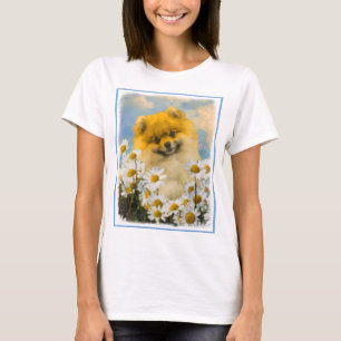 Camiseta Pomerania en pintura de Daisies - Arte de perro or