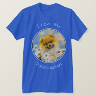 Camiseta Pomerania en pintura de Daisies - Arte de perro or