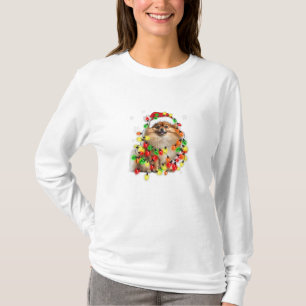 Camiseta Pomerania envuelta en luces Navidades