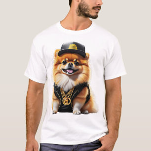 Camiseta Pomerania Gangsta - Perro con Swag de Hip Hop