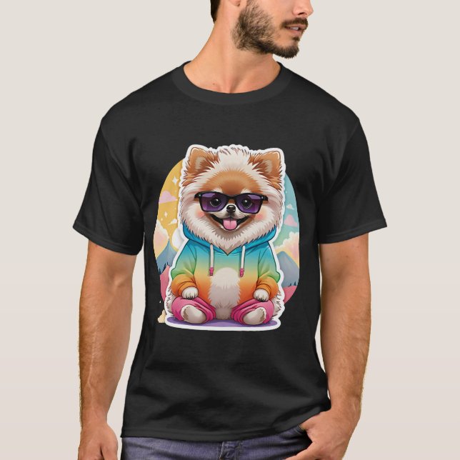 Camiseta Pomerania genial con sudadera de arcoíris (Anverso)