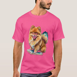 Camiseta Pomerania leyendo libro Perro divertido arte anima