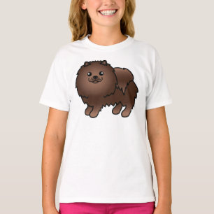 Camiseta Pomerania marrón perro de dibujos animados lindo