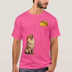 Camiseta Pomerania mirando un taco Pomerania