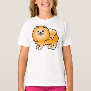 Camiseta Pomerania naranja perro de dibujos animados lindo