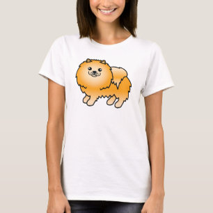 Camiseta Pomerania naranja perro de dibujos animados lindo