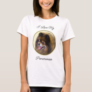 Camiseta Pomerania Negra y Tan Pintura Original de Perro