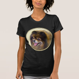 Camiseta Pomerania Negra y Tan Pintura Original de Perro