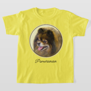 Camiseta Pomerania Negra y Tan Pintura Original de Perro