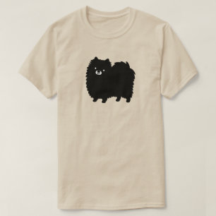 Camiseta Pomerania negro esponjoso   Perro de dibujos anima
