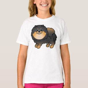 Camiseta Pomerania negro y canela perro de dibujos animados
