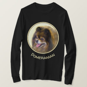 Camiseta Pomerania Negro y Tan Pintura original de perro