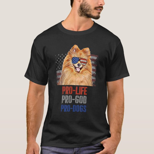 Camiseta Pomerania Pro Life Pro God Pro Dogs (Anverso)