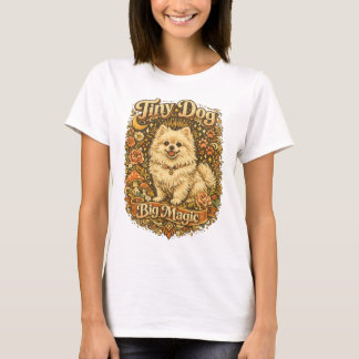 Camiseta Pomerania Retro Mágica Pequeño Perro Grande