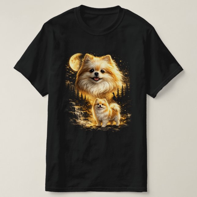 Camiseta Pomerania sonriendo a la luna (Diseño del anverso)