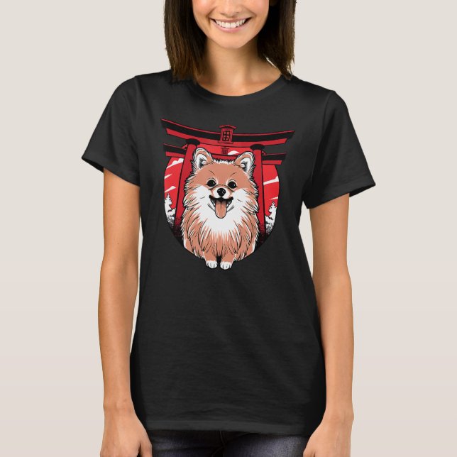 Camiseta Pomerania Torii Gate Funny Dog Landmark (Anverso)