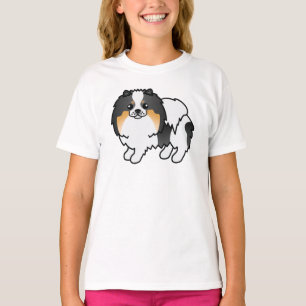 Camiseta Pomerania Tricolor Blanca Perro de Dibujos Animado