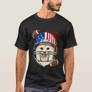 Camiseta Pomeranian American Football Dog Lovers Usa Flag