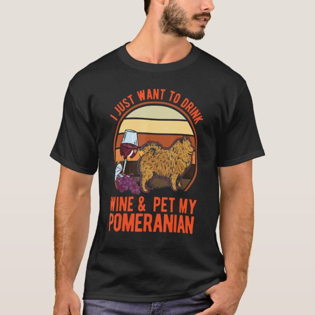 Camiseta Pomeranian And Wine Pomeranian (Anverso)