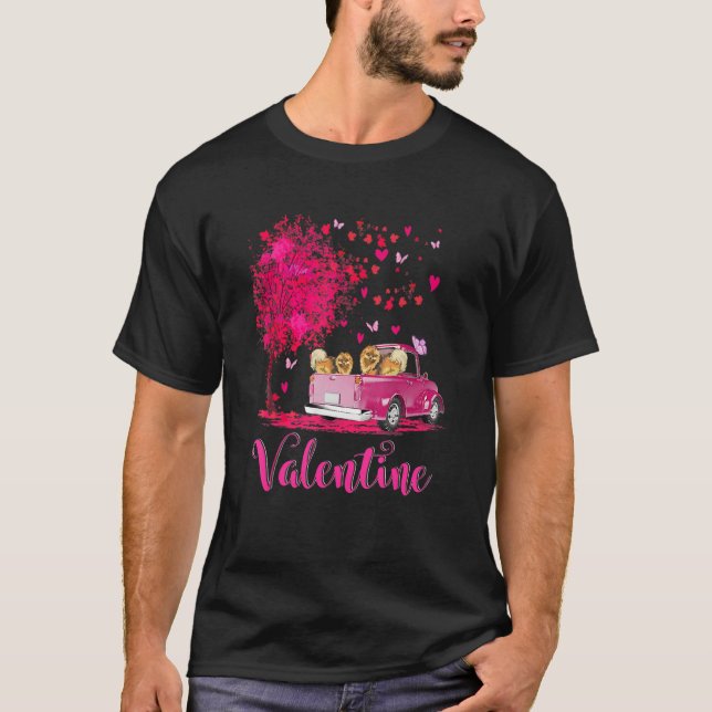 Camiseta Pomeranian Couple Truck Happy Valentine's Day (Anverso)