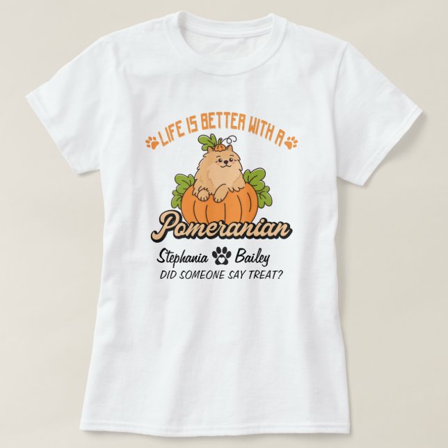 Camiseta Pomeranian Fall Thanksgiving Halloween Spitz Dog (Diseño del anverso)