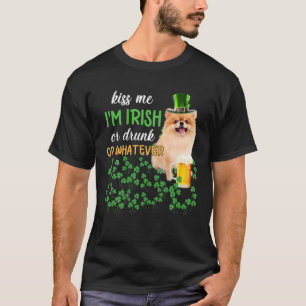 Camiseta Pomeranian me besa soy irlandés, ebrio o lo que se
