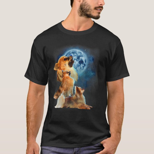 Camiseta Pomeranian   Pomeranian Howling at the Moon (Anverso)