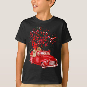 Camiseta Pomeranian Riding Red Truck Valentine Butterfly He