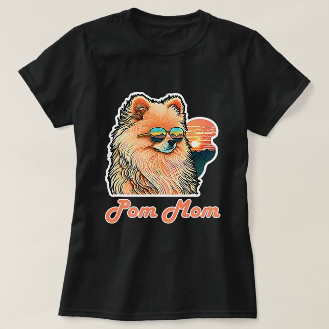 Camiseta Pomeraniano lindo con gafas de sol Momerania gráfi (Diseño del anverso)
