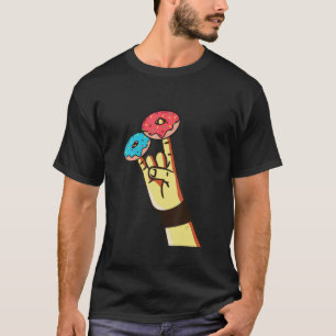 Camiseta Pommesgabel Hand Donut Heavy Metal Rock Zeichen