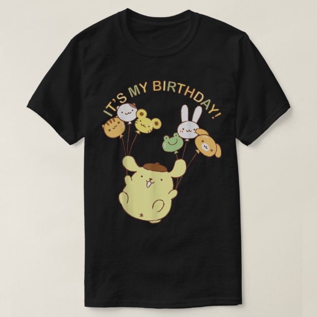Camiseta Pompompurin es mi cumpleaños (Diseño del anverso)
