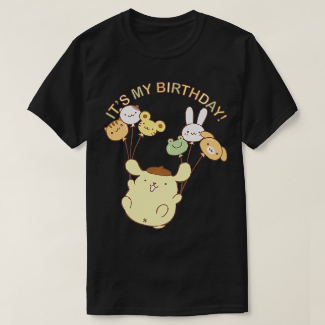 Camiseta Pompompurin es mi cumpleaños (Diseño del anverso)