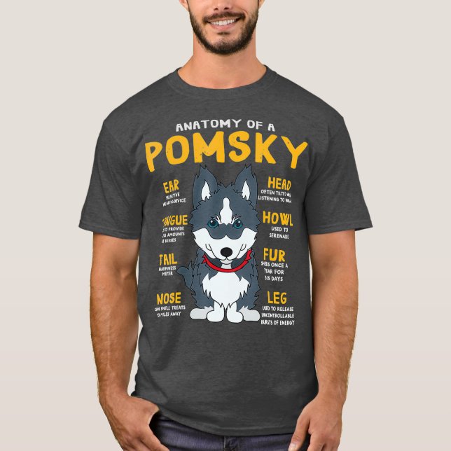 Camiseta Pomsky Anatomy Funny Dog Mom Dad Gift (Anverso)