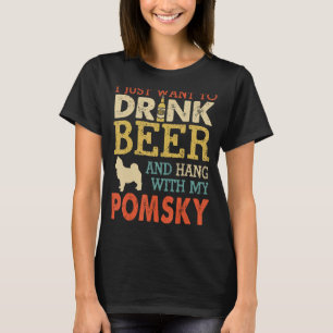 Camiseta Pomsky Dad Bebe Beer Hang Con Perro Gracioso Hombr
