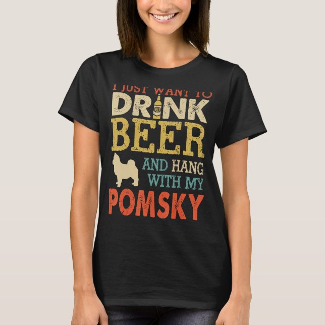 Camiseta Pomsky Dad Bebe Beer Hang Con Perro Gracioso Hombr (Anverso)