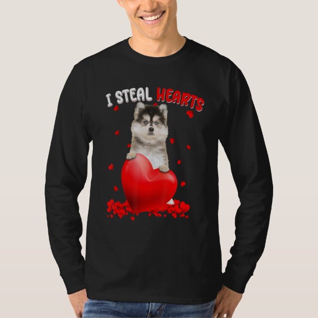 Camiseta Pomsky Dog I Steal Hearts Cute Valentine Day Women (Anverso)