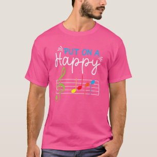 Camiseta Pon Un Treb De Notas De Música De Feliz Face Music