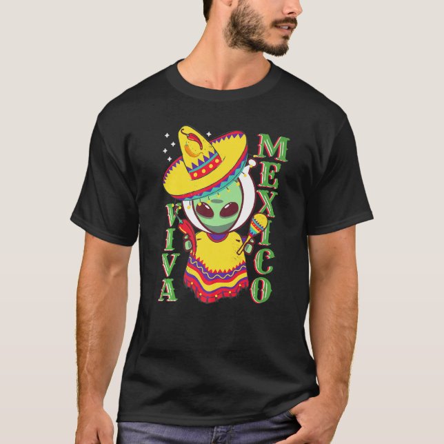 Camiseta Poncho Cinco De Mayo Alien Sombrero Fiesta (Anverso)