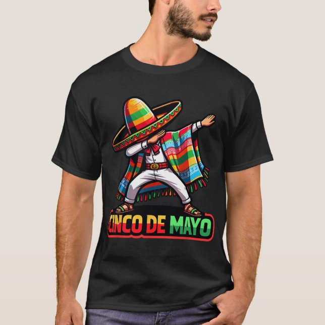 Camiseta Poncho Mexicano Dabbing Cinco De Mayo Fiesta 2  (Anverso)