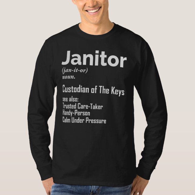 Camiseta Ponente de opinión para Janitor Noun Definition Fa (Anverso)
