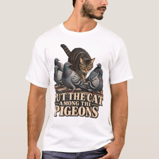 Camiseta Poner al gato entre las palomas Gato atigrado vint