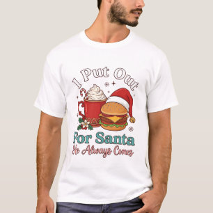 Camiseta Poner Santa Navidad Hamburguesa Taza Caña De Caram