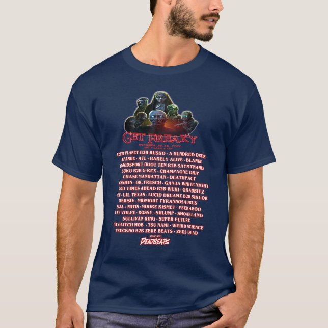 Camiseta Ponerse en línea del Festival Get Freaky 2022 (Anverso)