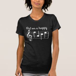 Camiseta Ponga las notas felices de una música de la cara
