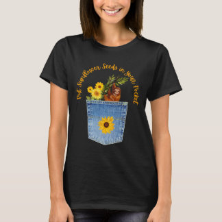 Camiseta Ponga Las Semillas De Girasol En Su Esmalte De Bol