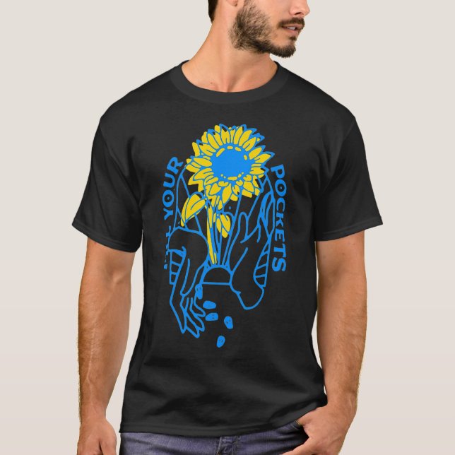 Camiseta Ponga semillas de girasol en sus bolsillos que Ucr (Anverso)