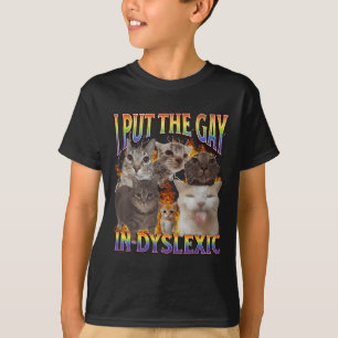 Camiseta Pongo el gay en Dyslexic divertido meme de gato Bo